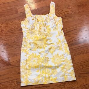 Lilly Pulitzer Yellow and White Floral brocade shift